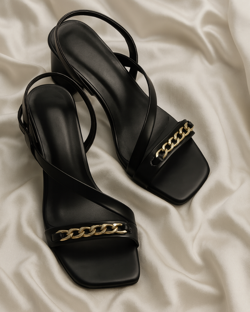 Chained Low Block Heel