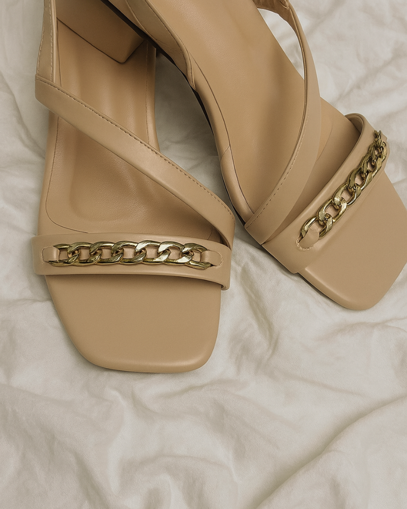 Chained Low Block Heel