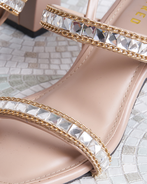 Chained Stone Block Heels
