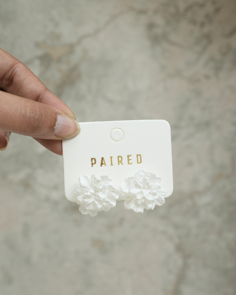 White Petal Earrings by Paired